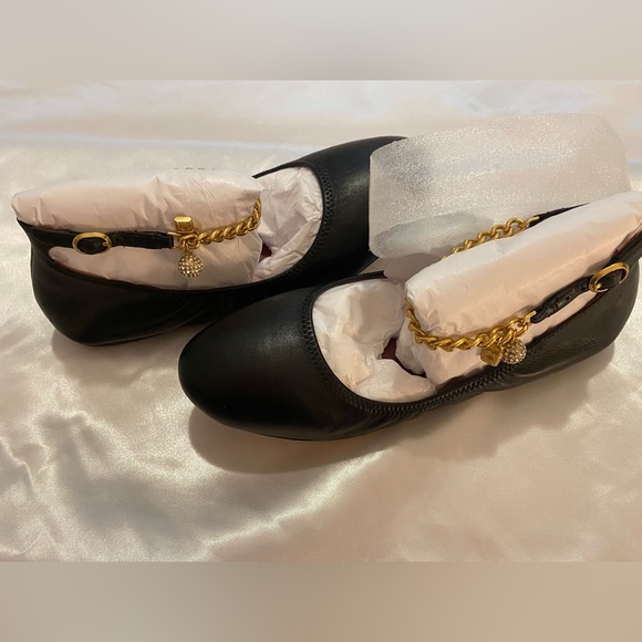 Kate Spade Ankle Chain Strap Crush Ballet Flats in Black Size 7.5B - Picture 4 of 15